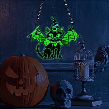 アクリル画 猫のハロウィンナイト満月の夜 F4 Amazon.co.jp: ハロウィン 黒猫 ステンド アクリル ウィンドウ